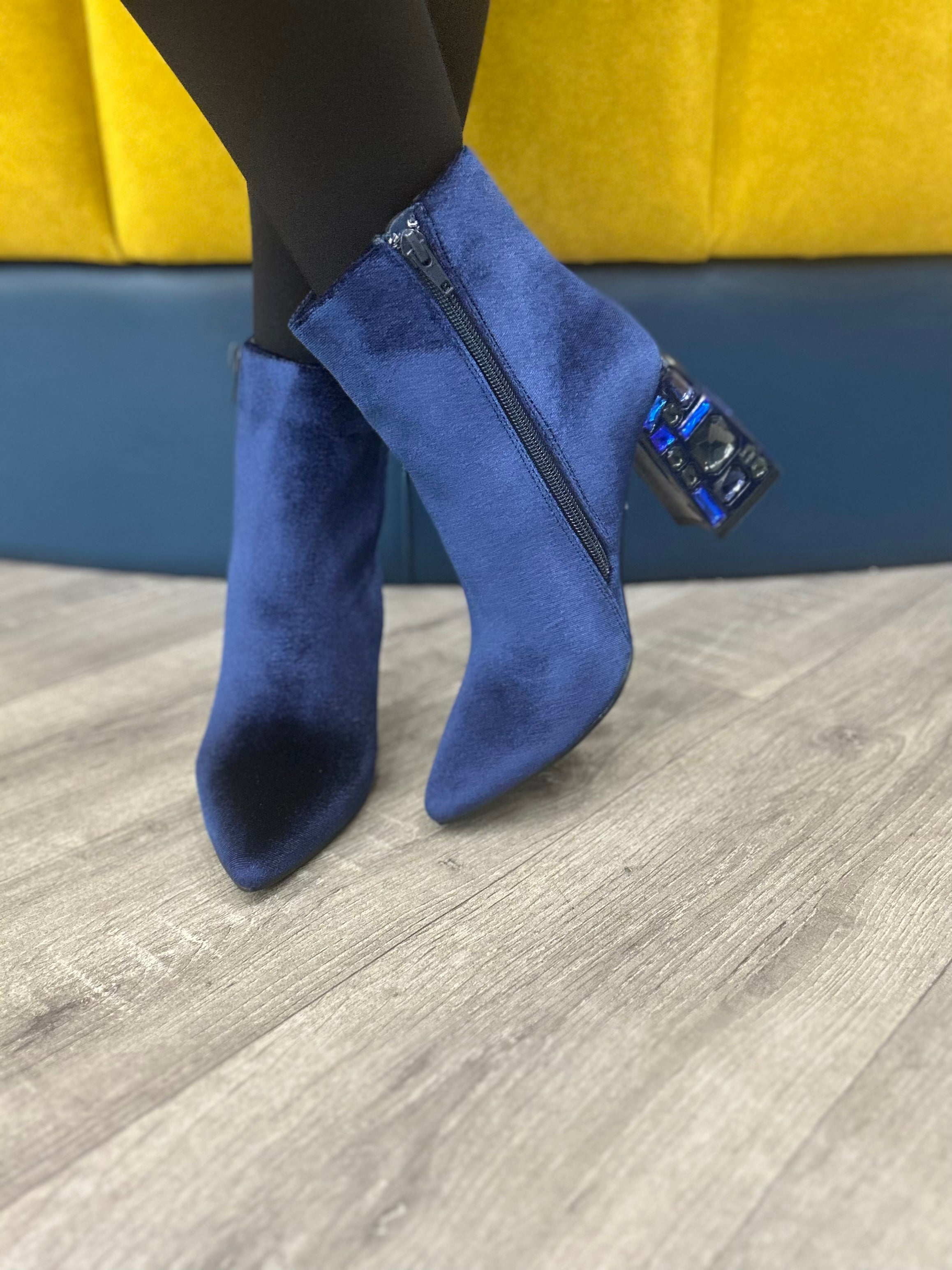 Menbur Navy Velvet Boots for Women