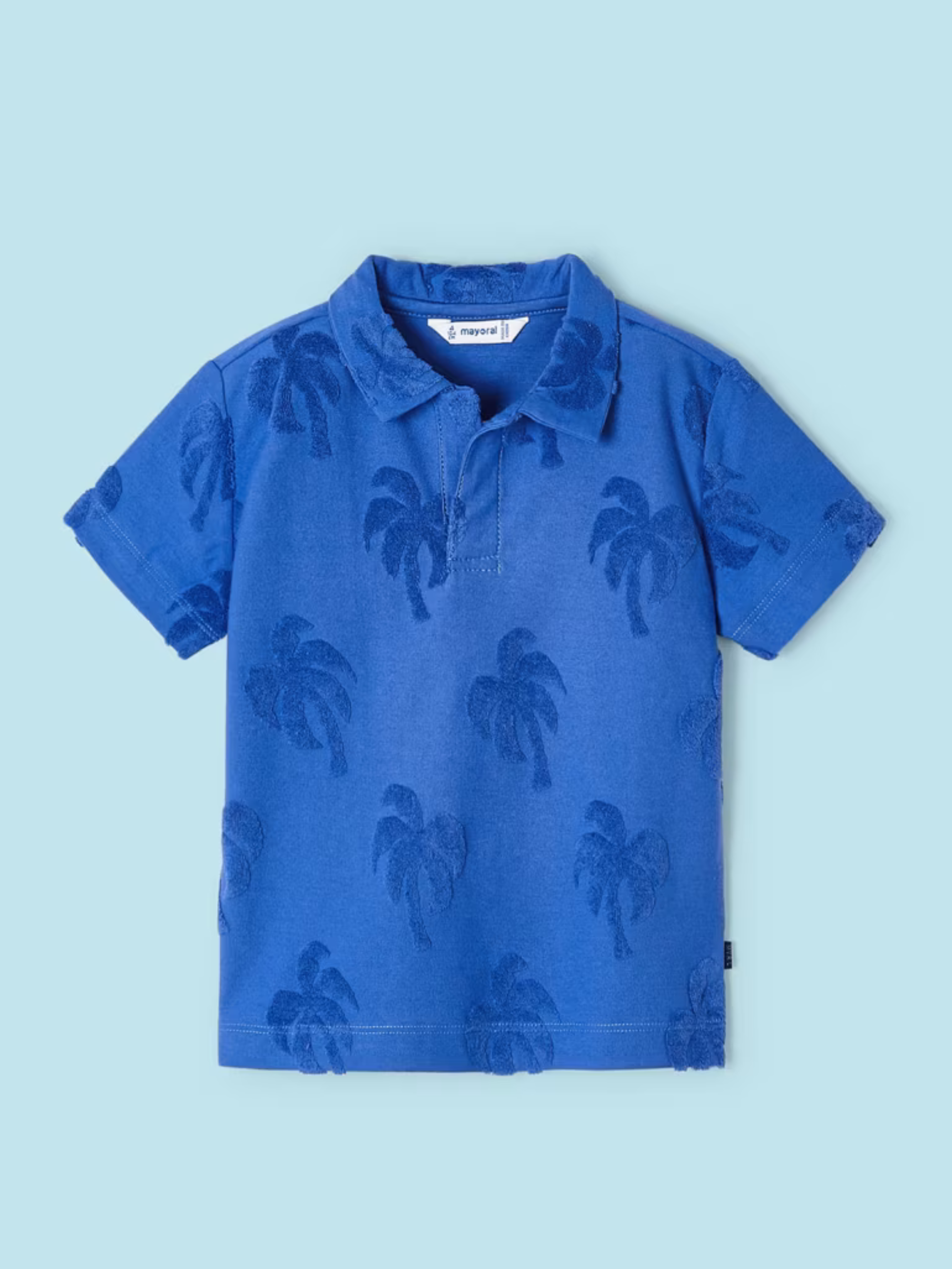 Men's Blue Polo Shirt featuring Palm Trees