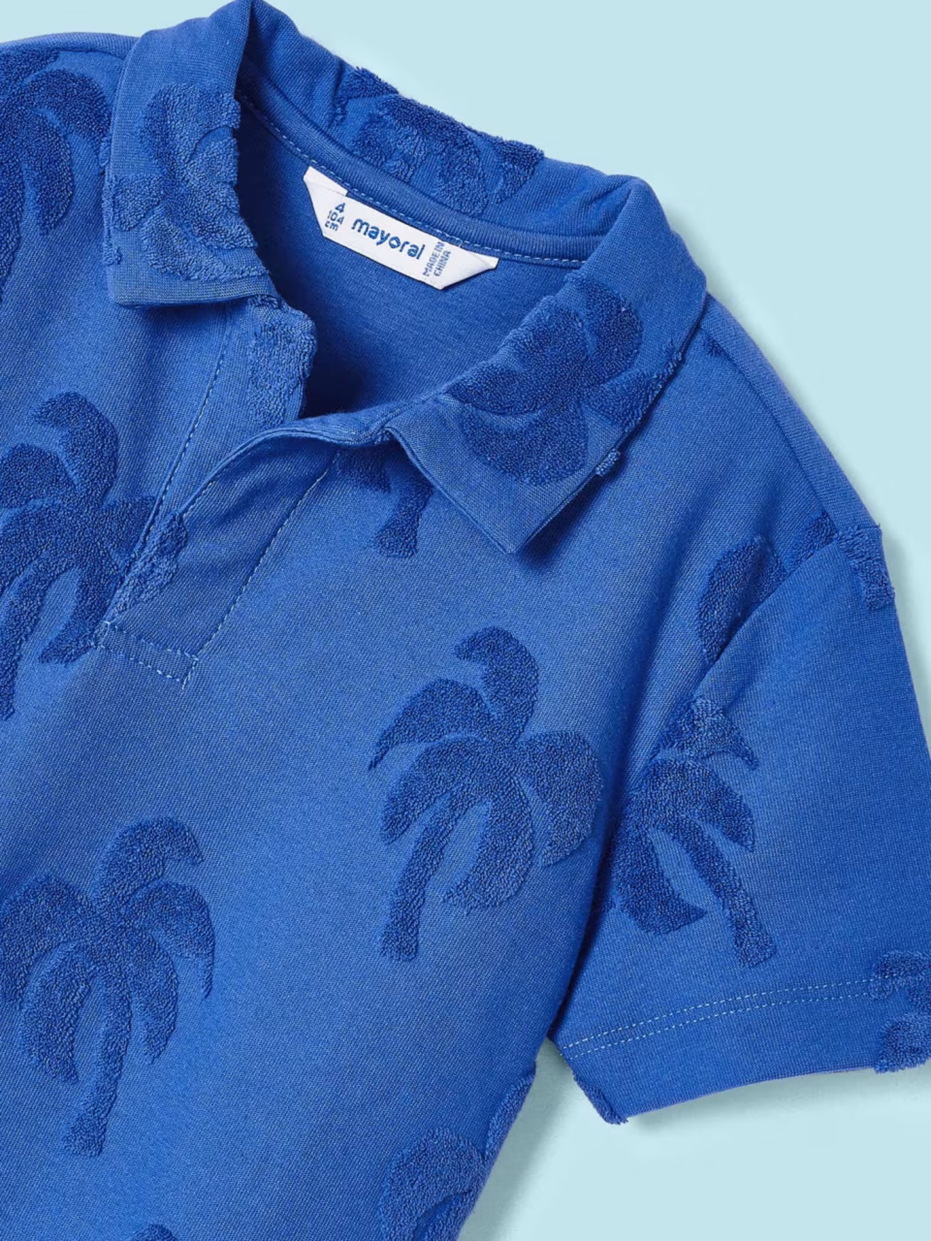 Men's Blue Polo Shirt featuring Palm Trees