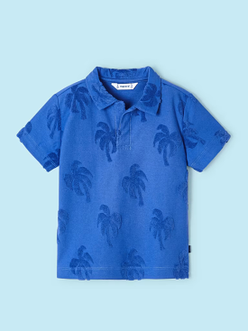 Men's Blue Polo Shirt featuring Palm Trees