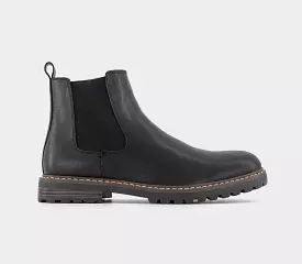 Men's Burford Cleated Chelsea Boots - Black Leather