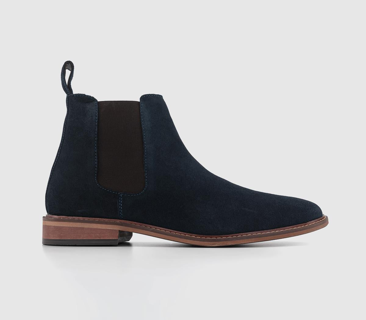 Mens Office Beacon Chelsea Boots - Navy Suede