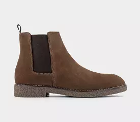 Men's office brown suede bachelor crepe look Chelsea boots