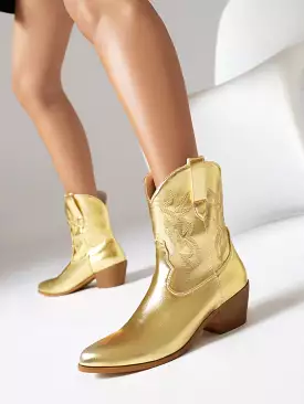 metallic ankle boots