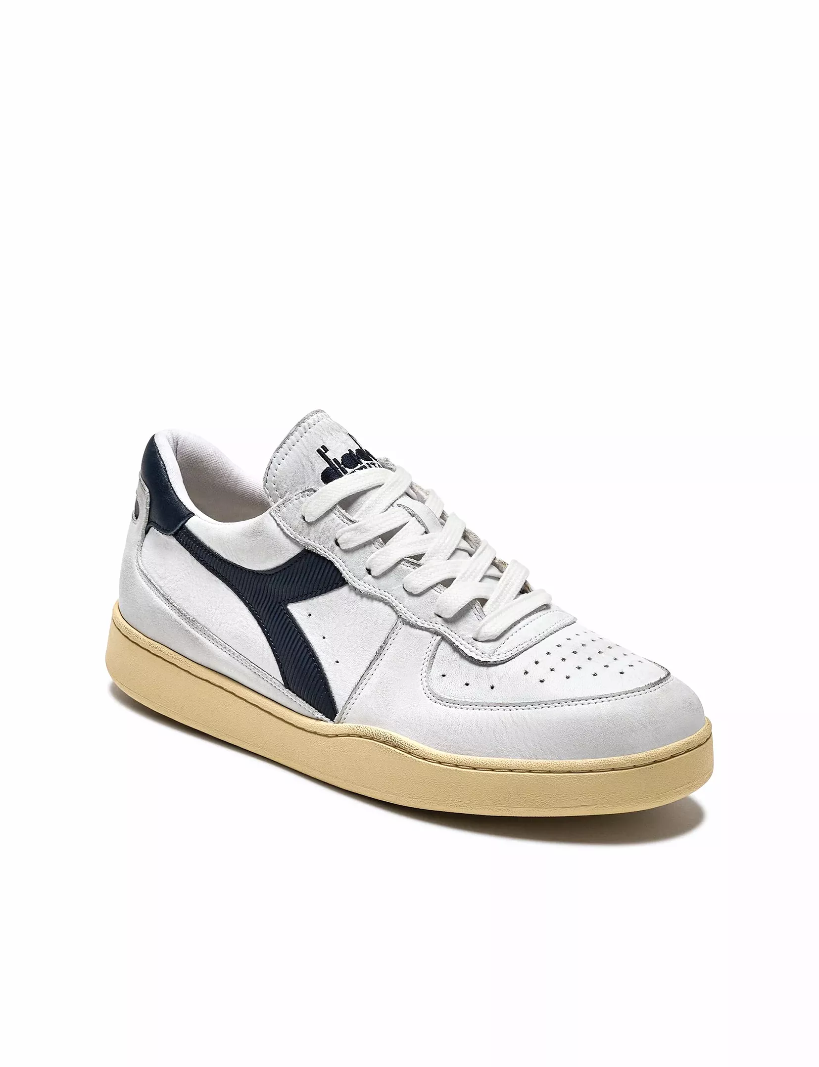 Mi Basket Low Used Sneaker, White/Blue - for sale - affordable price