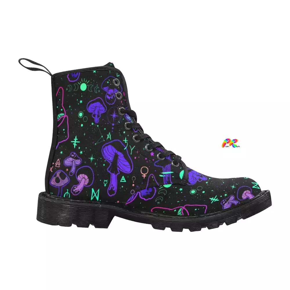 Mushroom Rave Boots with Lace-up for Women