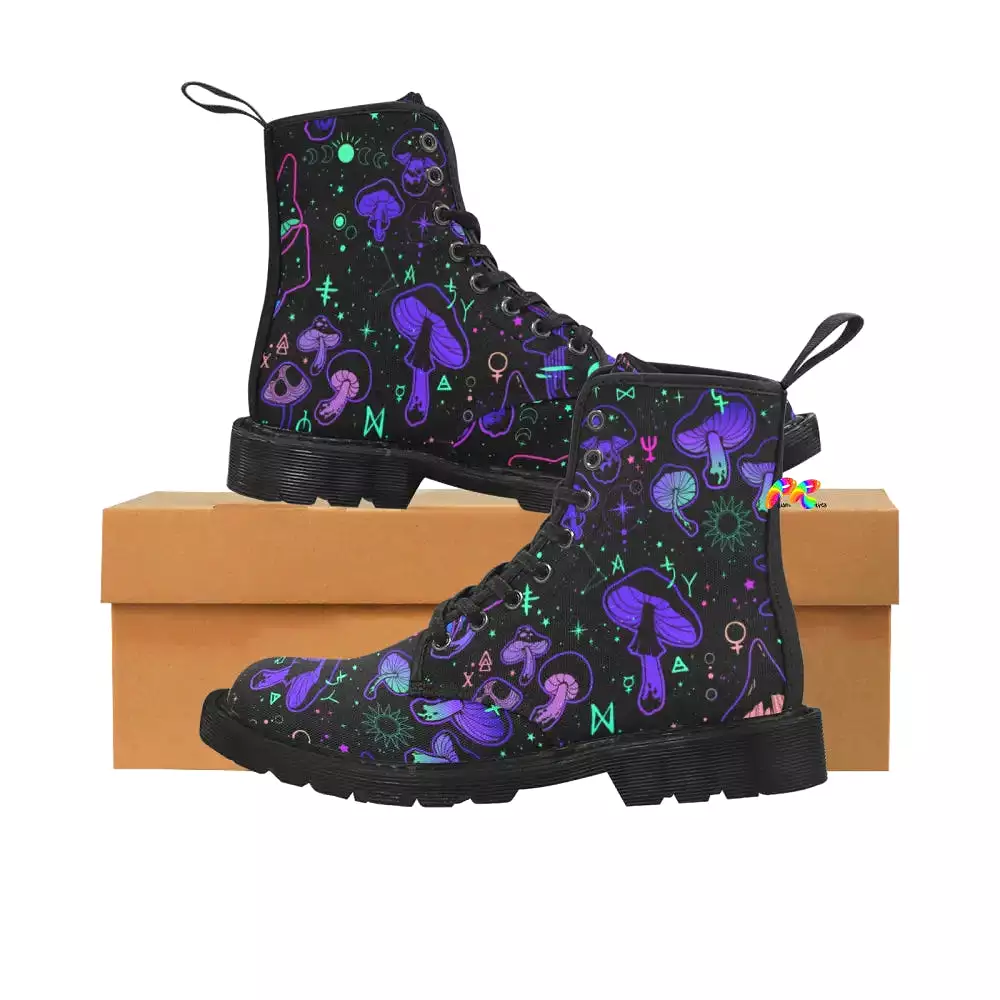 Mushroom Rave Boots with Lace-up for Women