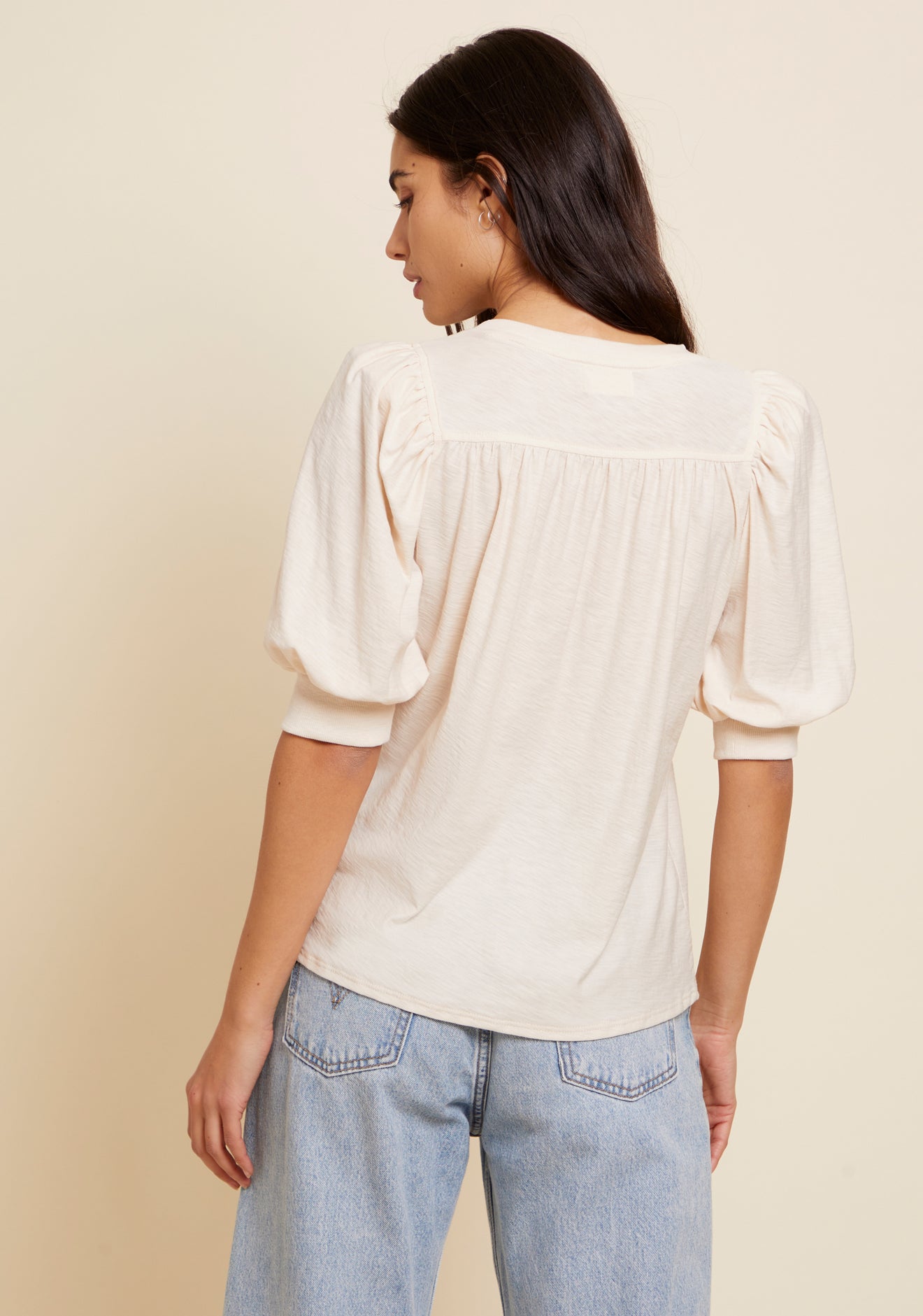 Nation LTD - Journey Feminine Yoke Tee - Parchment, SEO friendly: Nation LTD Parchment Journey Feminine Yoke Tee.