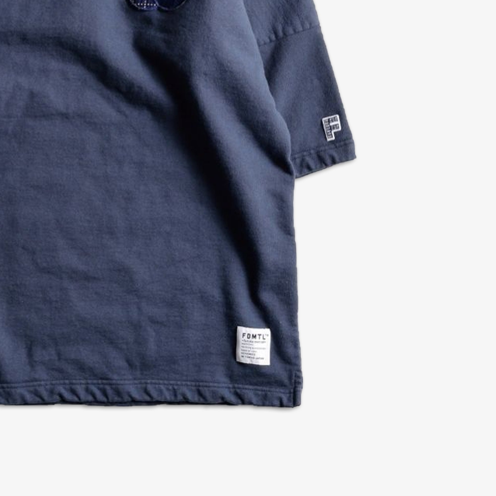 Navy Sweat Tee with Patch Design