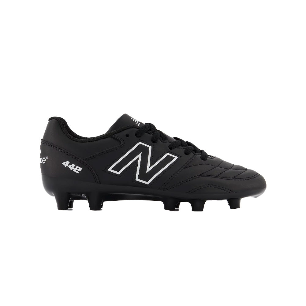 New Balance 442 V2 Academy Junior FG Football Boots, Black/White