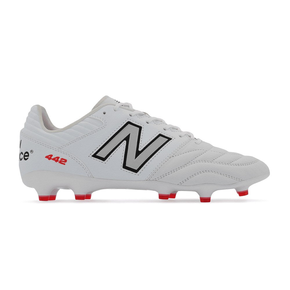 New Balance 442 V2 Pro FG Football Boots - White/Silver/Red