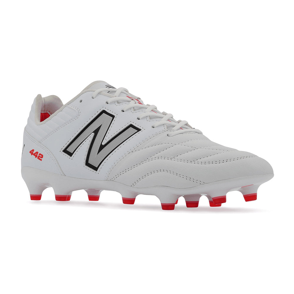 New Balance 442 V2 Pro FG Football Boots - White/Silver/Red