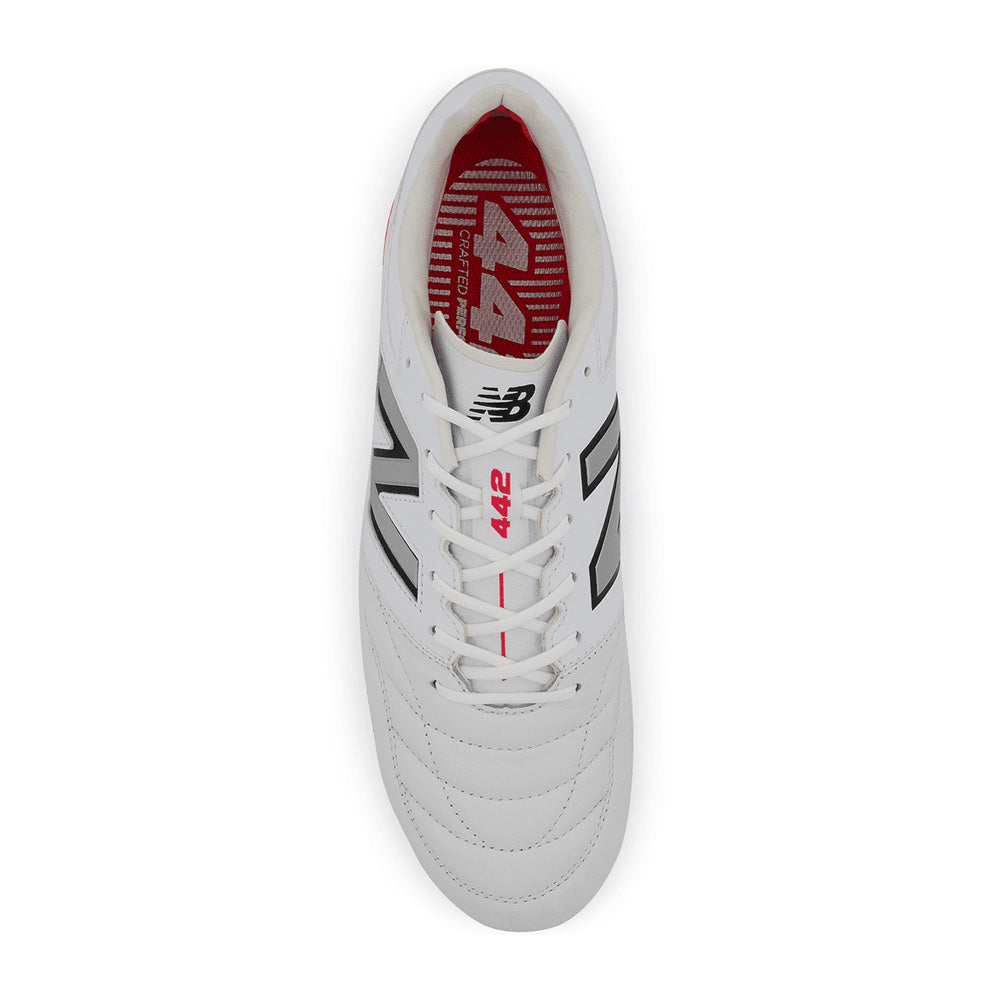 New Balance 442 V2 Pro FG Football Boots - White/Silver/Red