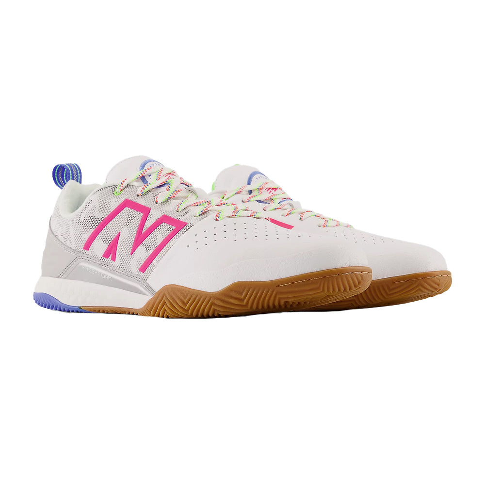 New Balance Audazo V6 Pro IN 2E Soccer Shoes (White/Pink/Blue)