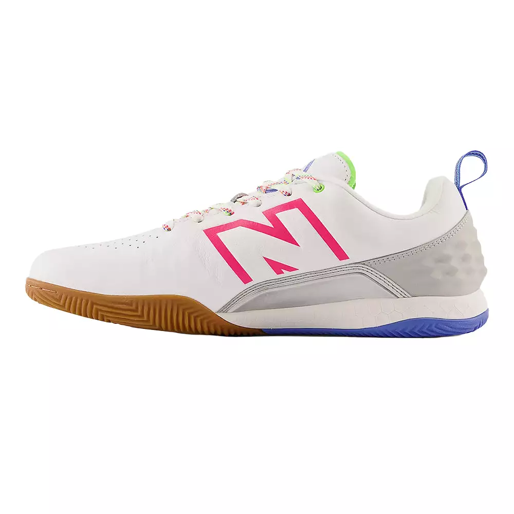 New Balance Audazo V6 Pro Indoor Football Boots (White/Pink/Blue)