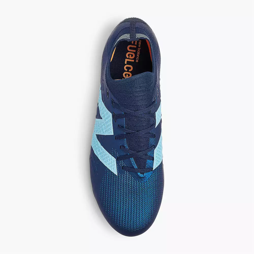 New Balance Tekela Pro Low V4+ FG Football Boots, Navy/Sky Blue/Hot Mango.