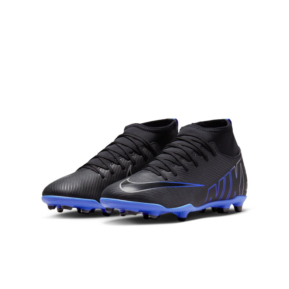 Nike Mercurial Superfly 9 Club FG Junior Soccer Cleats Black Chrome Hyper Royal