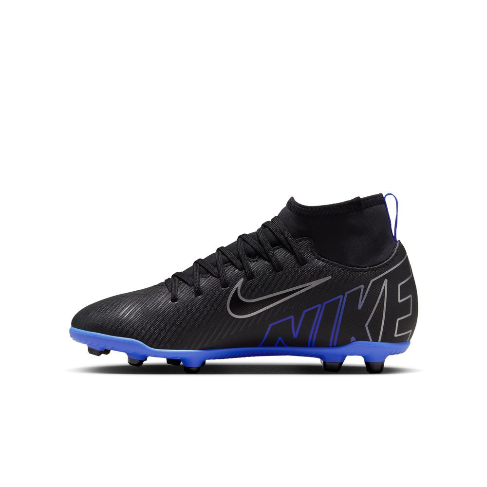 Nike Mercurial Superfly 9 Club FG Junior Soccer Cleats Black Chrome Hyper Royal