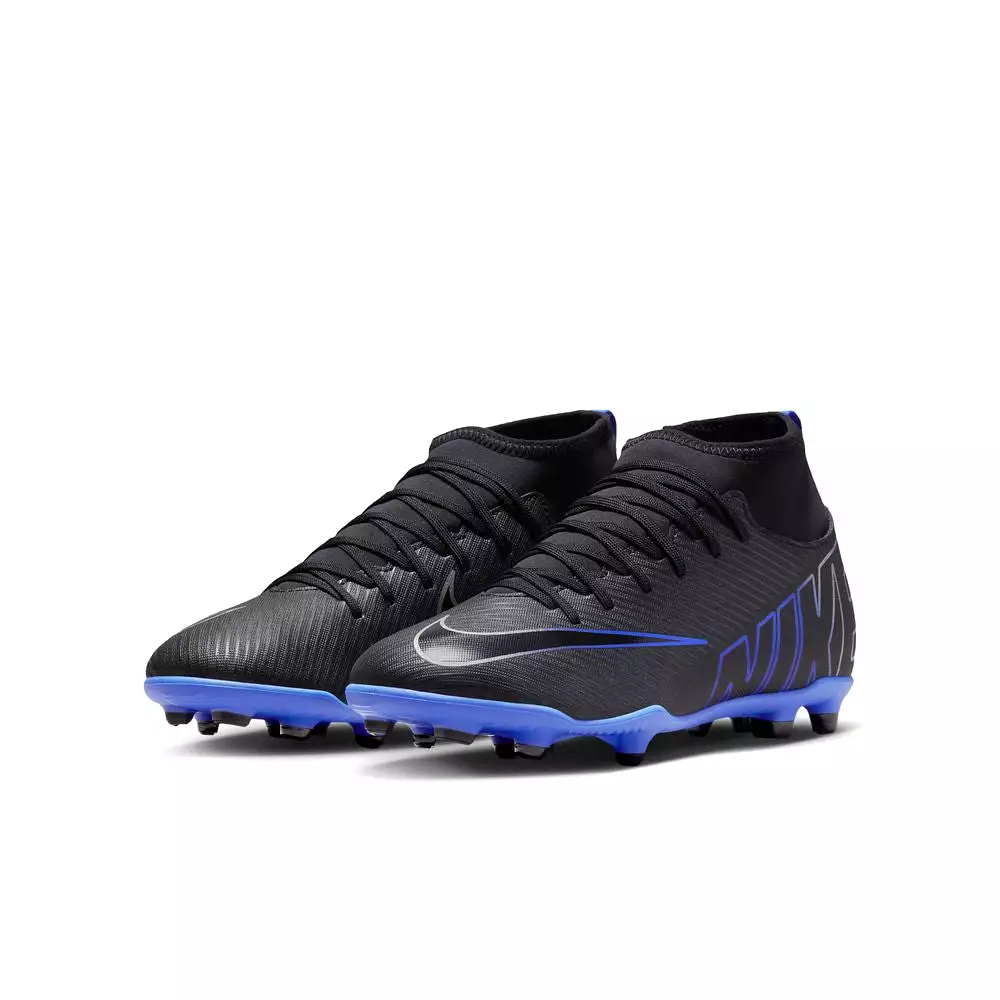 Nike Mercurial Superfly 9 Club FG Junior Soccer Cleats (Black/Chrome/Hyper Royal)