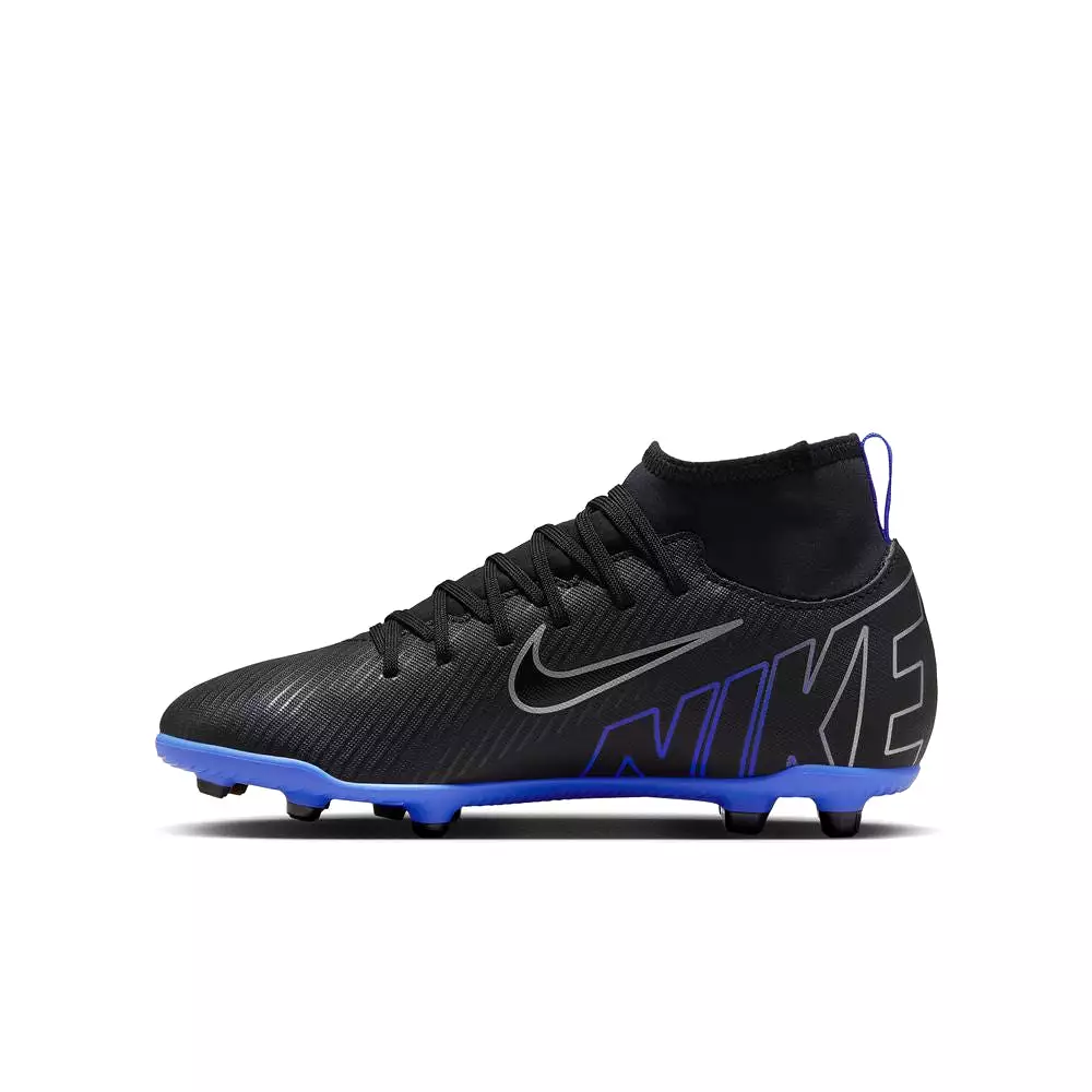 Nike Mercurial Superfly 9 Club FG Junior Soccer Cleats (Black/Chrome/Hyper Royal)