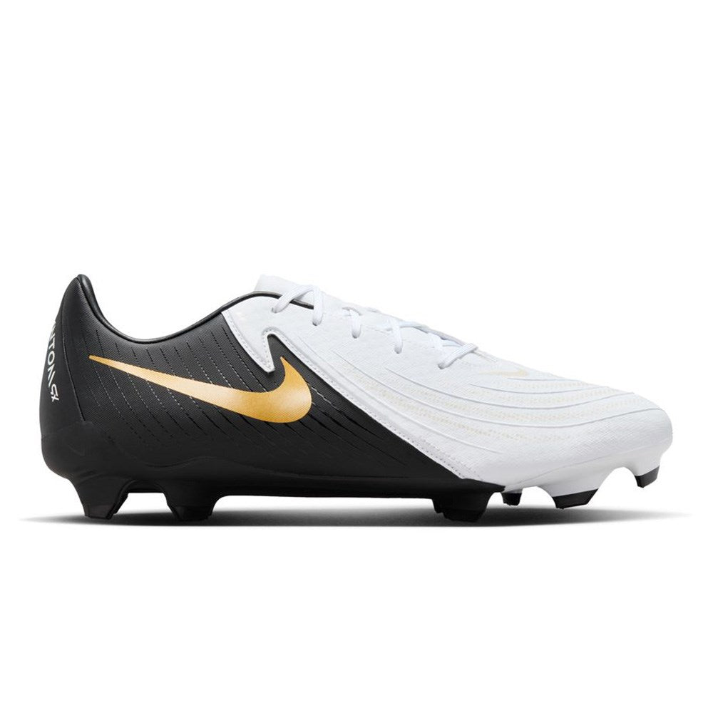 Nike Phantom GX 2 Academy FG Soccer Cleats (White/Black/Metallic Gold)