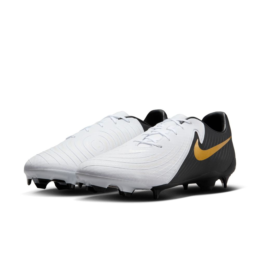 Nike Phantom GX 2 Academy FG Soccer Cleats (White/Black/Metallic Gold)