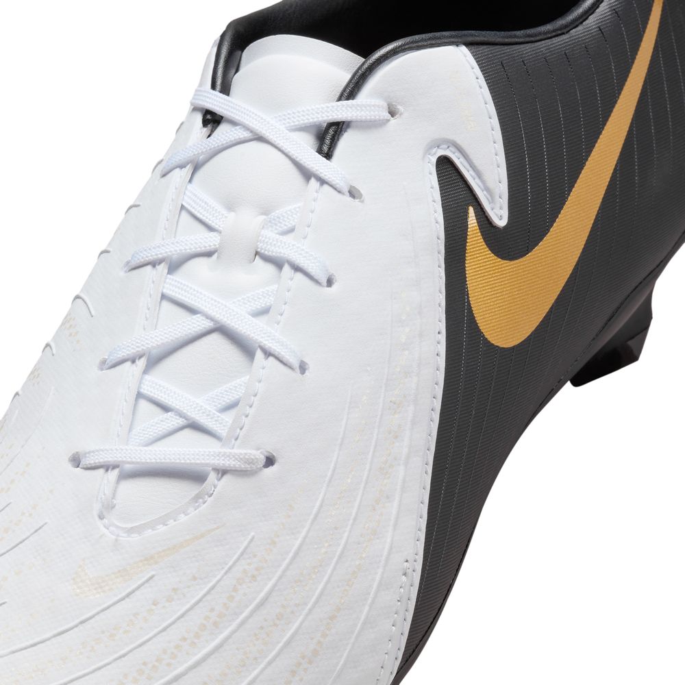 Nike Phantom GX 2 Academy FG Soccer Cleats (White/Black/Metallic Gold)