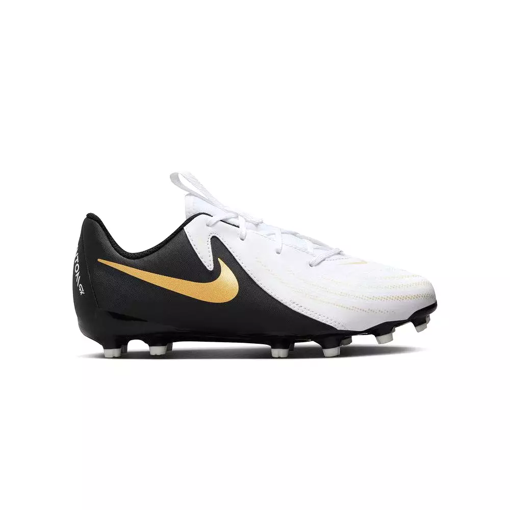 Nike Phantom GX2 Academy FG Junior Football Boots (White/Black/Metallic Gold)