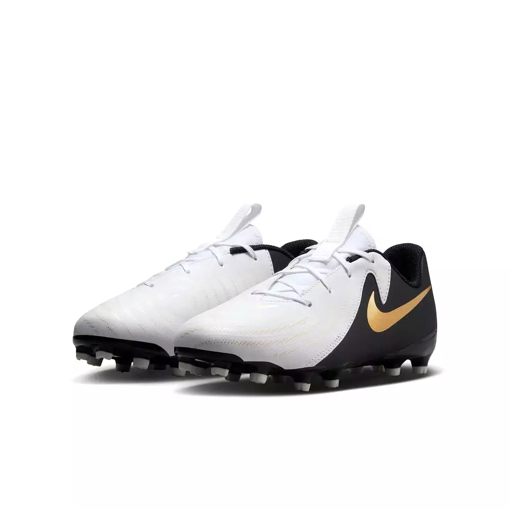 Nike Phantom GX2 Academy FG Junior Football Boots (White/Black/Metallic Gold)