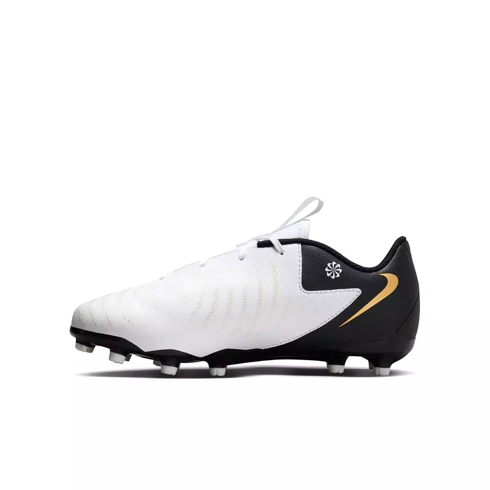 Nike Phantom GX2 Academy FG Junior Football Boots (White/Black/Metallic Gold)