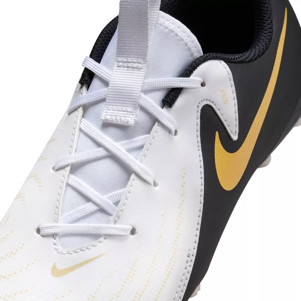 Nike Phantom GX2 Academy FG Junior Football Boots (White/Black/Metallic Gold)