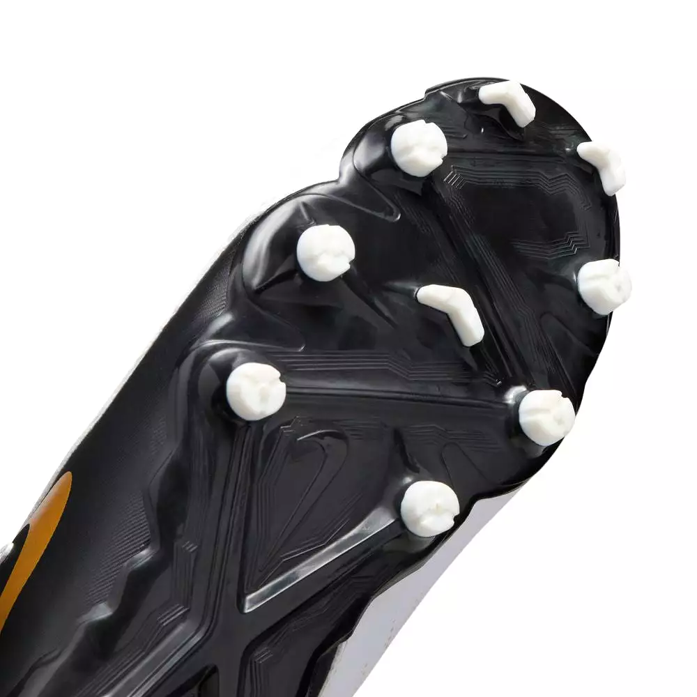 Nike Phantom GX2 Academy FG Junior Football Boots (White/Black/Metallic Gold)