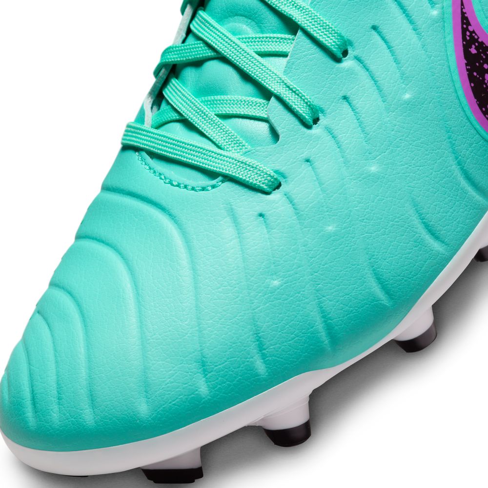 Nike Tiempo Legend 10 Academy FG/MG Soccer Cleats in Hyper Turquoise, Fuschia Dream, and Black.