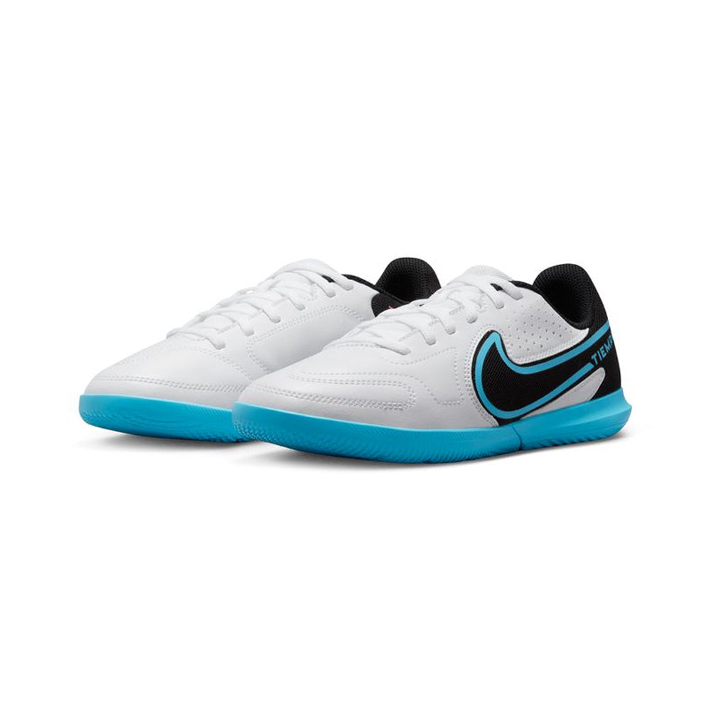 Nike Tiempo Legend 9 Club Junior Indoor Football Boots - White/Blue/Black