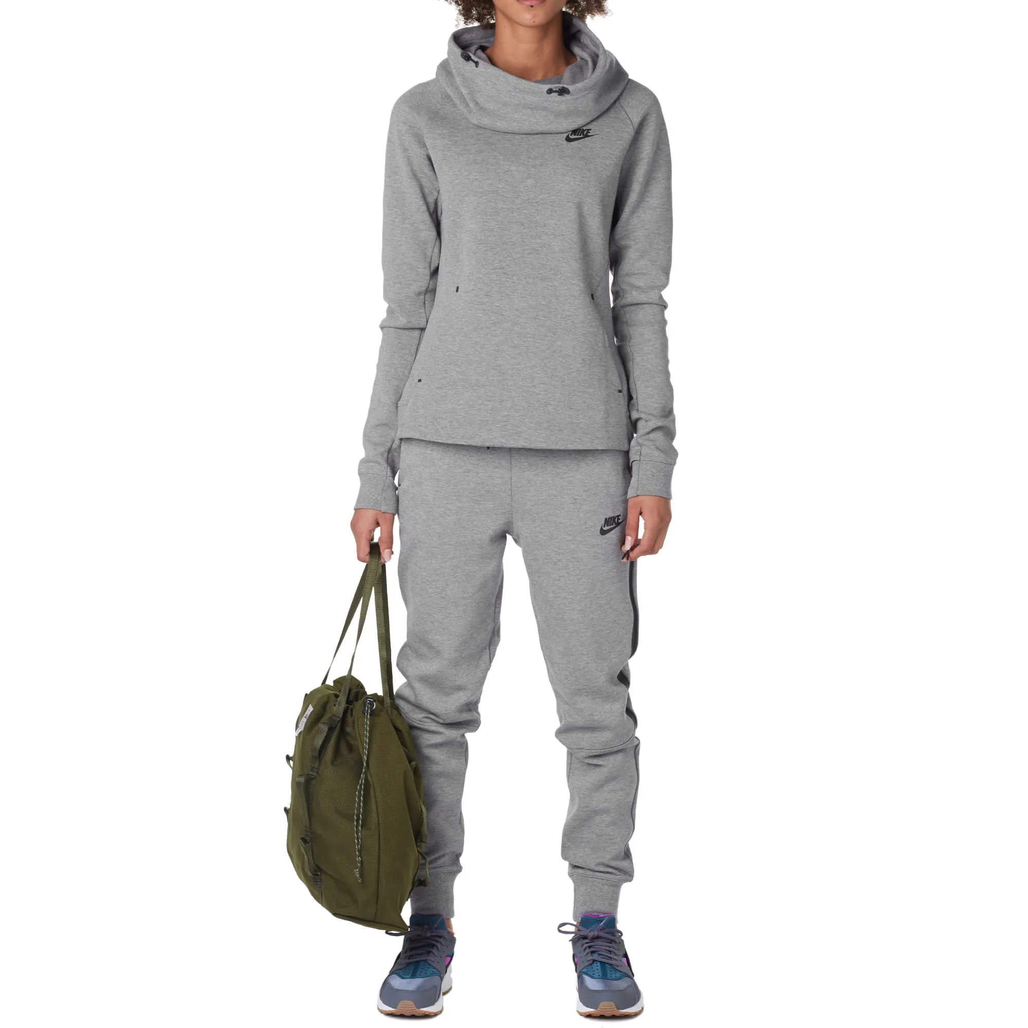 Nike Women's Tech Fleece Hoodie Carbon Heather Black