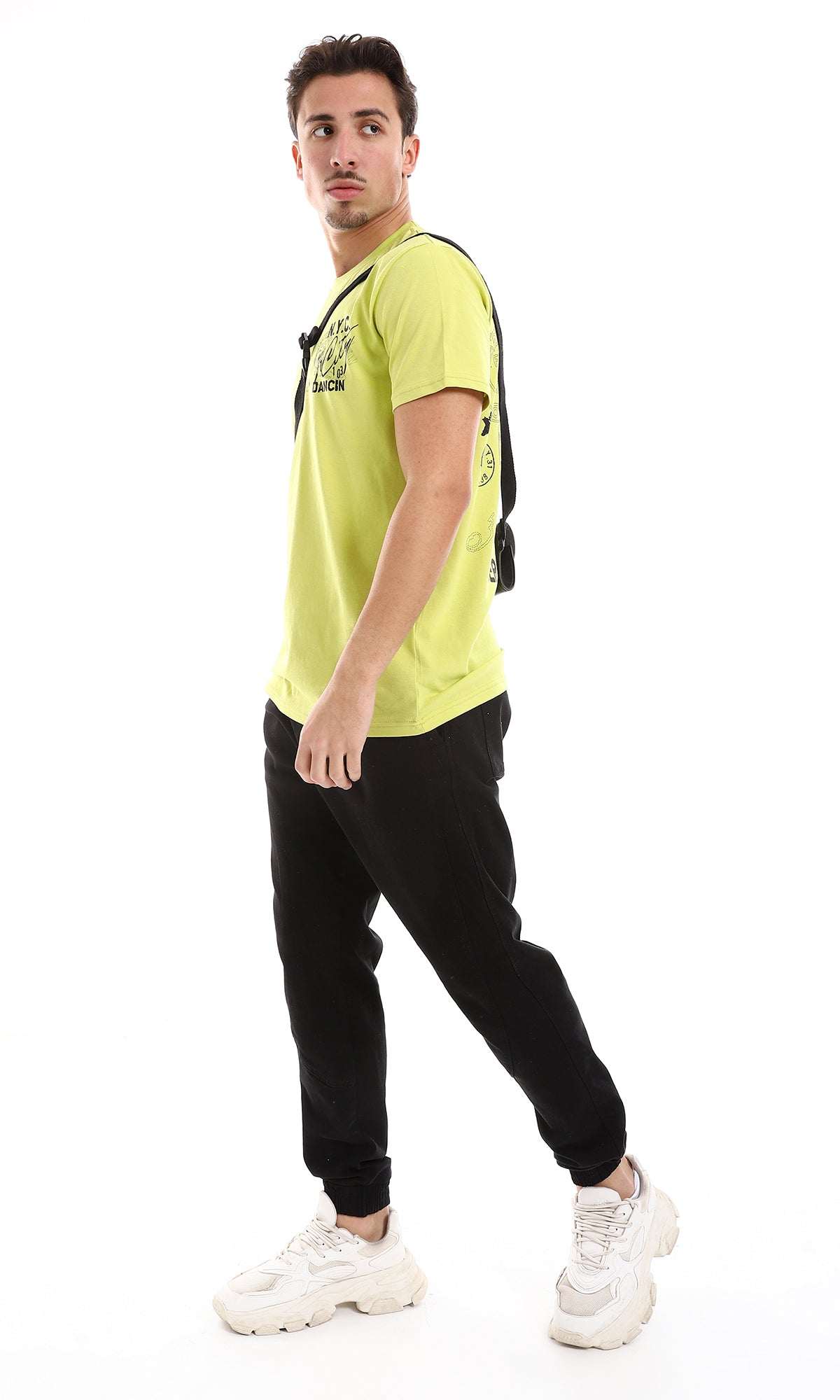 O164610 Printed Tee - Pistachio & Black, ideal for back and chest fashion