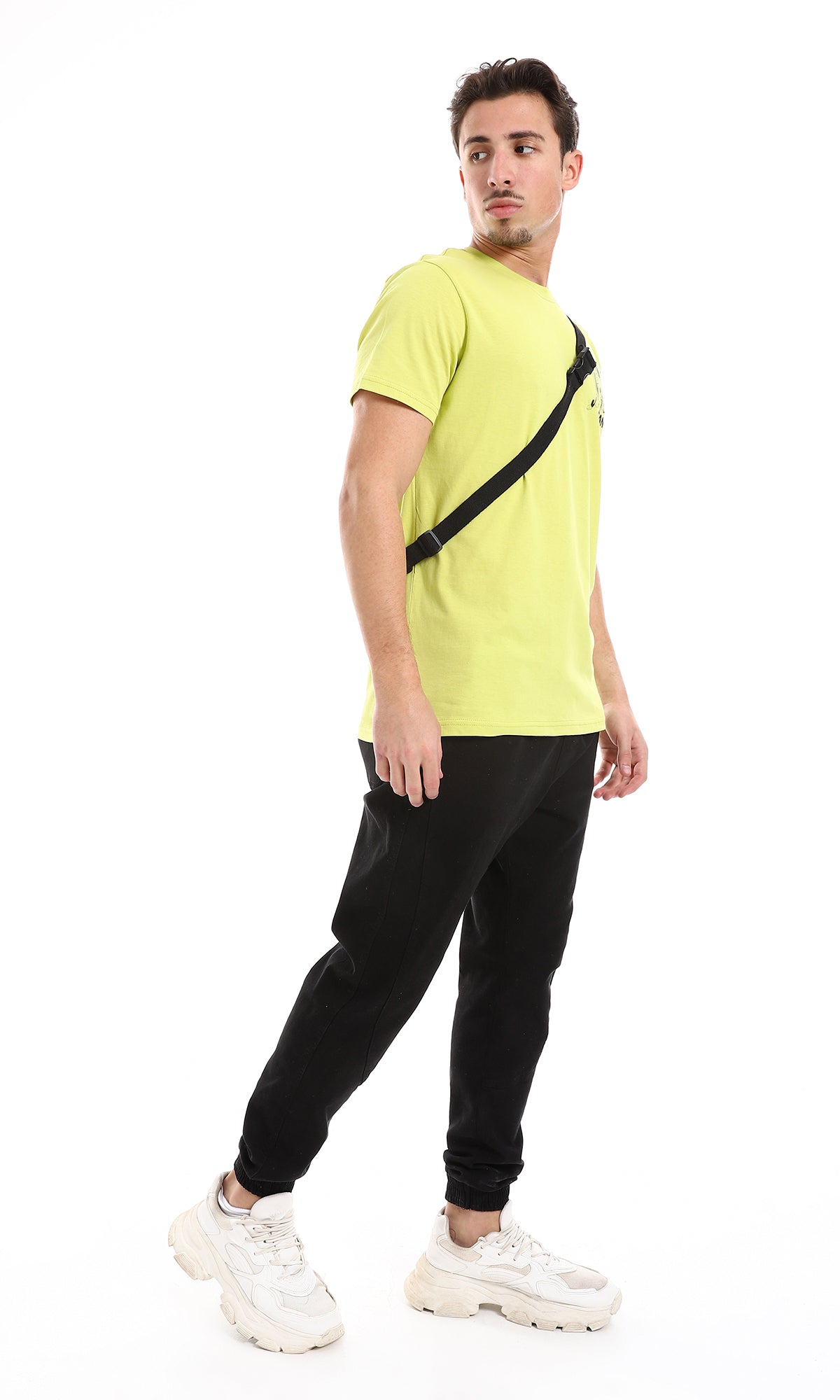 O164610 Printed Tee - Pistachio & Black, ideal for back and chest fashion