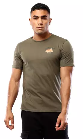 O179024 - Dark Olive Tee - Mountain Explorer Back Print