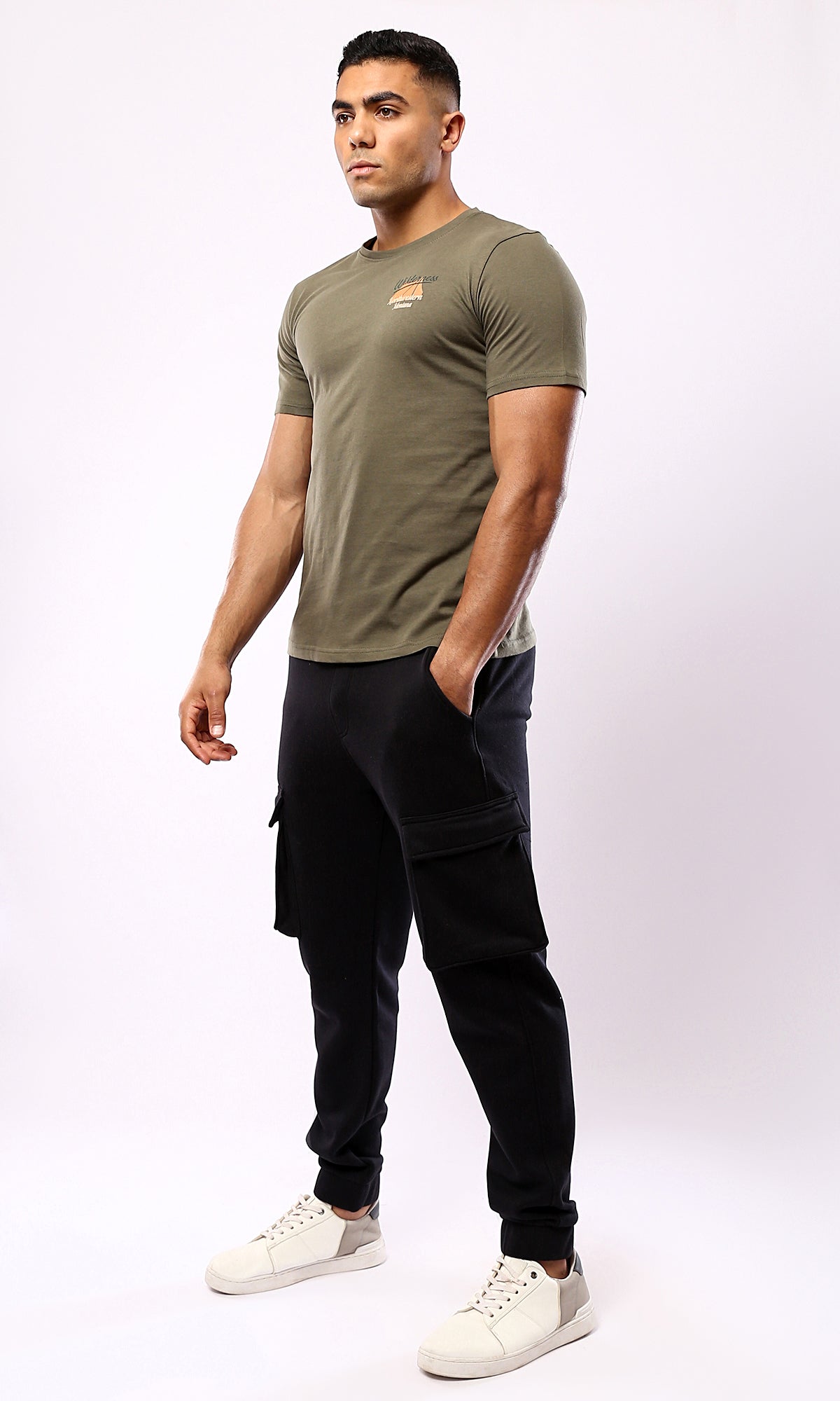 O179024 - Dark Olive Tee - Mountain Explorer Back Print