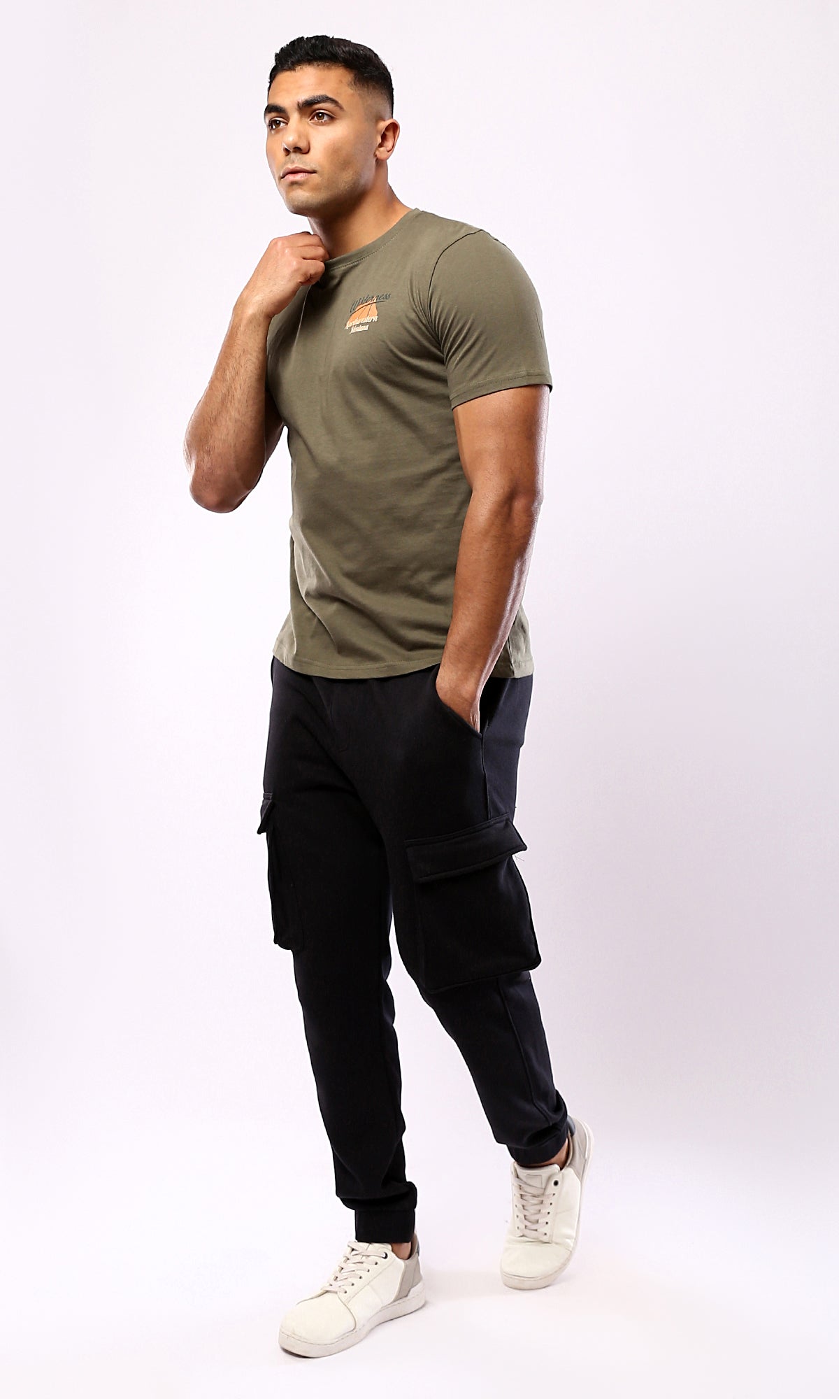 O179024 - Dark Olive Tee - Mountain Explorer Back Print