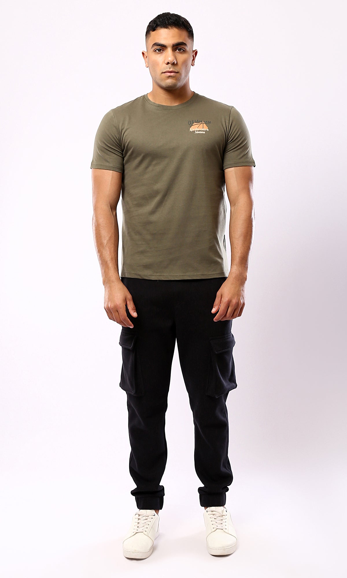 O179024 - Dark Olive Tee - Mountain Explorer Back Print