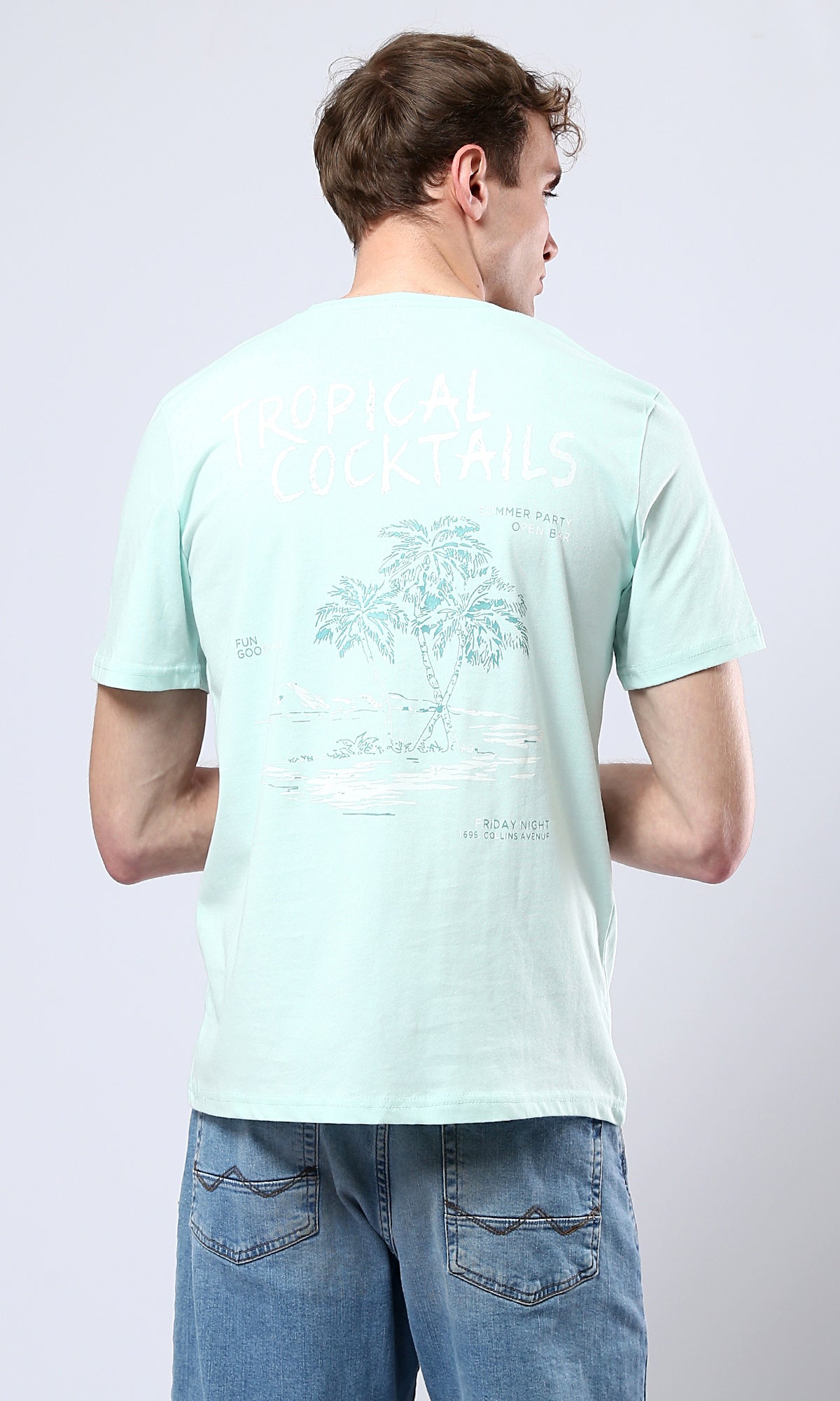 O179025 Mint Cotton Tee With Front & Back Print