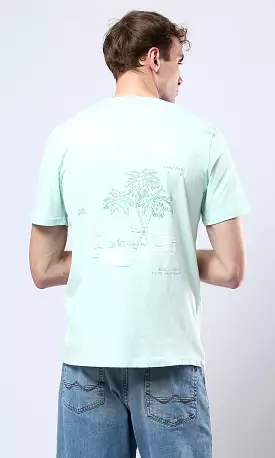 O179025 Mint Cotton Tee With Front & Back Print