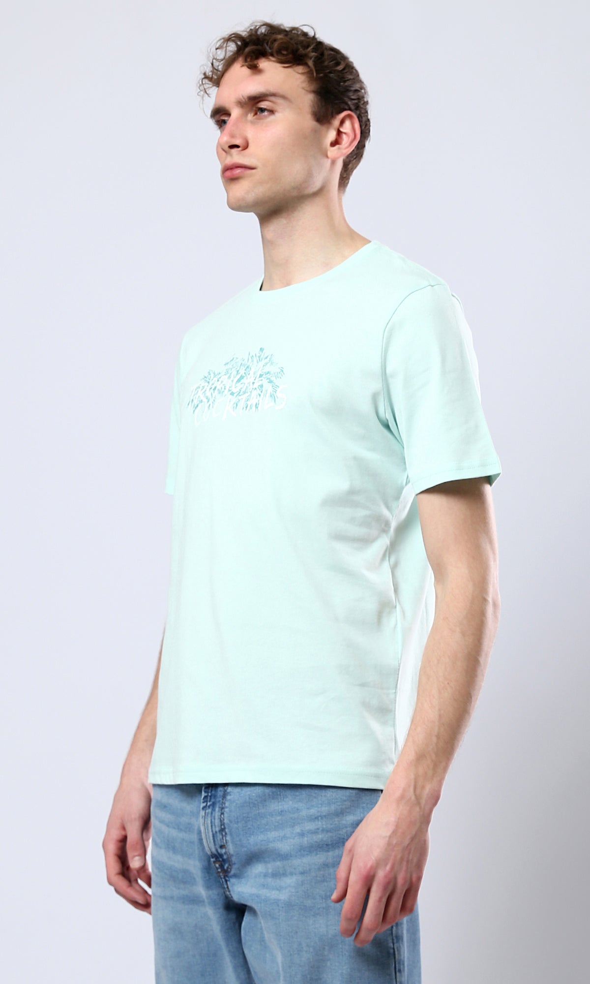 O179025 Mint Cotton Tee With Front & Back Print