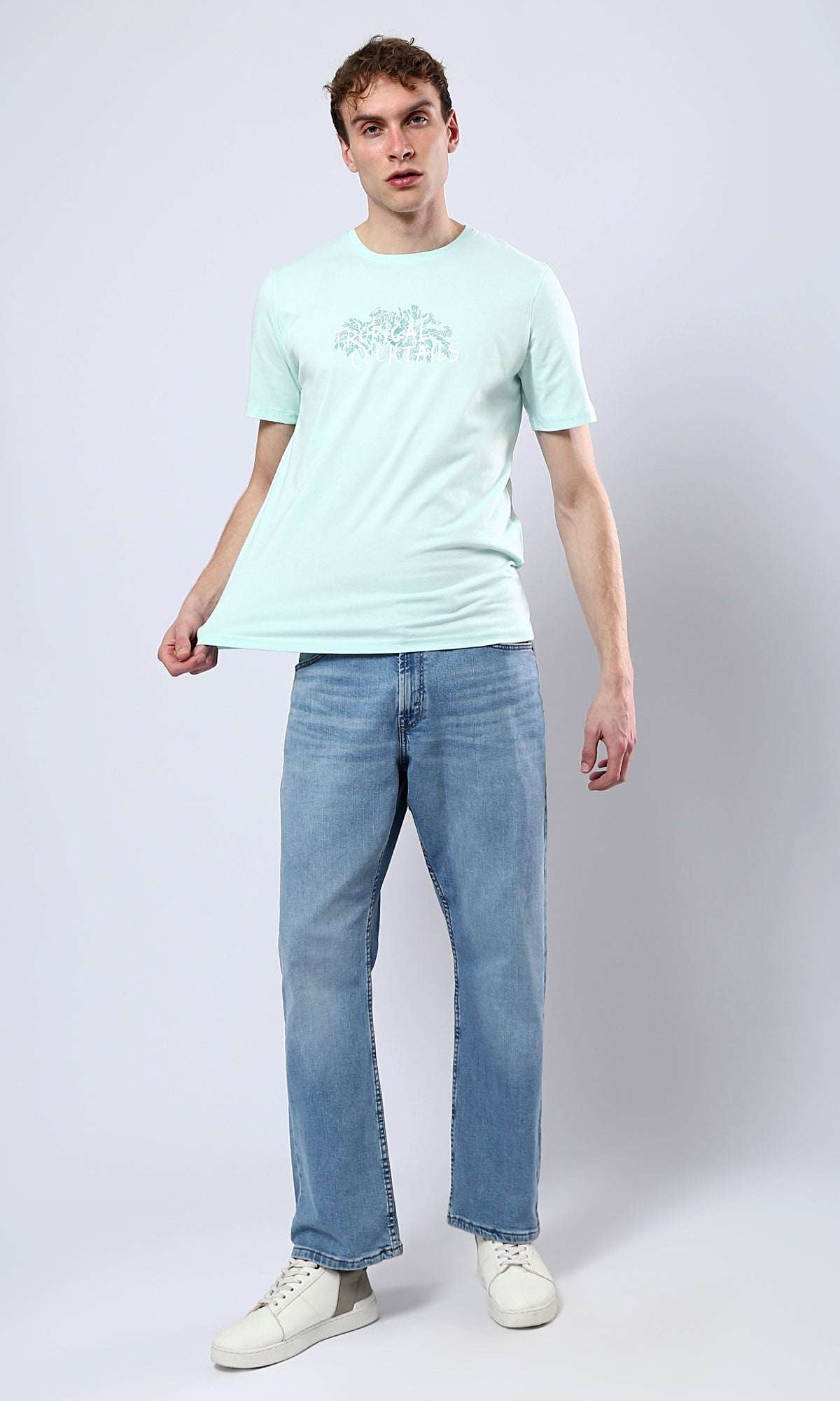 O179025 Mint Cotton Tee With Front & Back Print