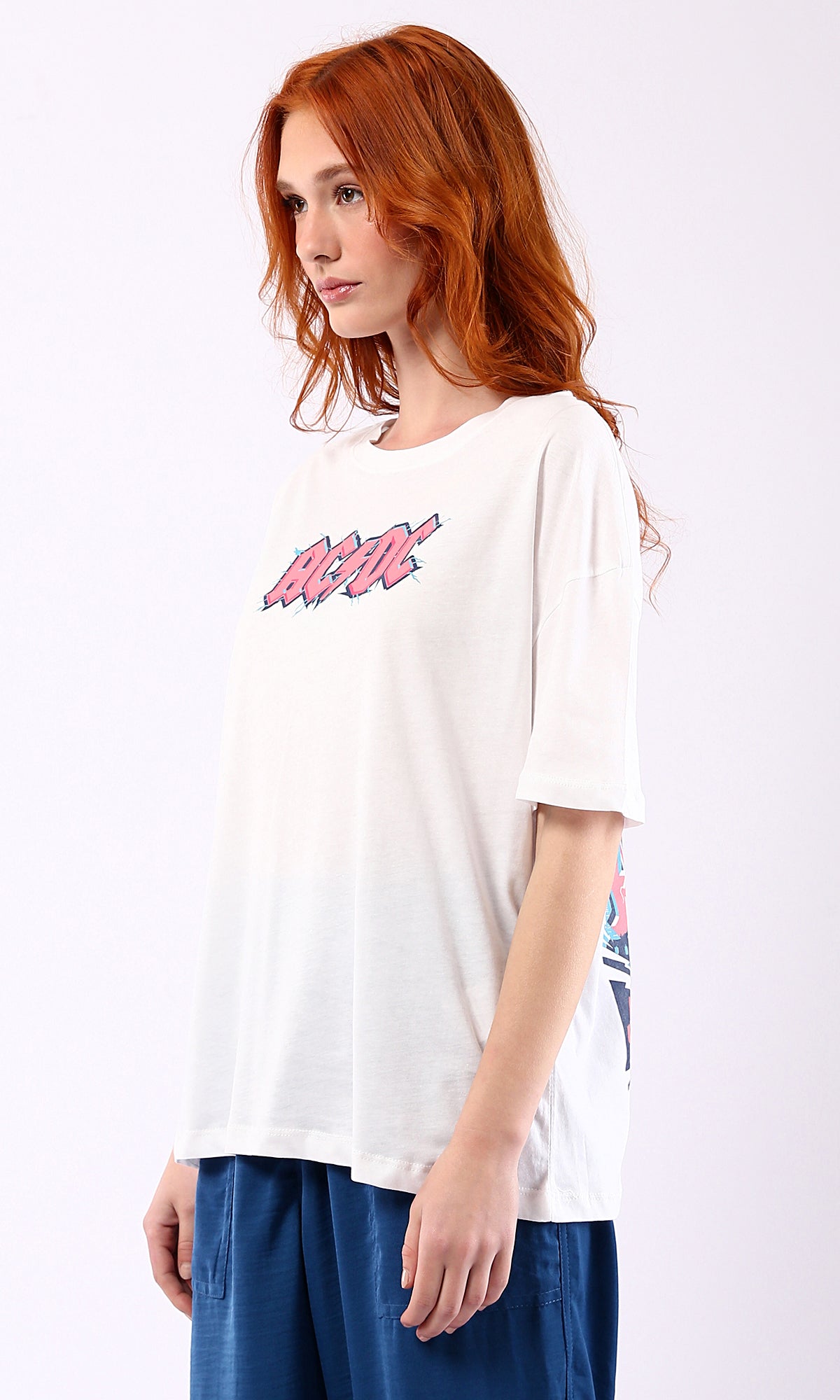 O179111 Elbow Sleeves Summer Tee - Off-White (Front & Back Print)