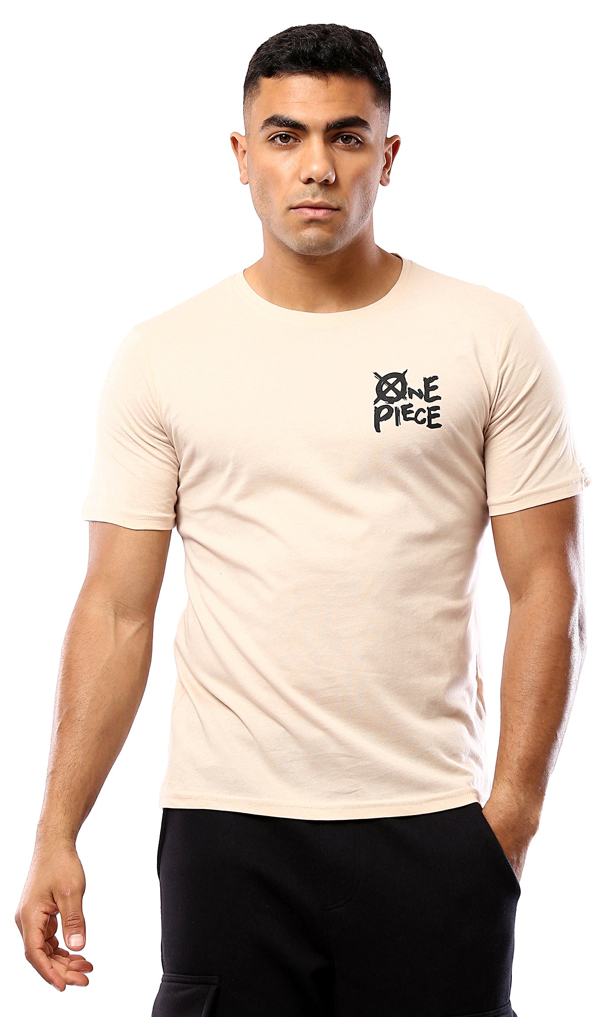 O179352 Beige Tee with Short Sleeves.