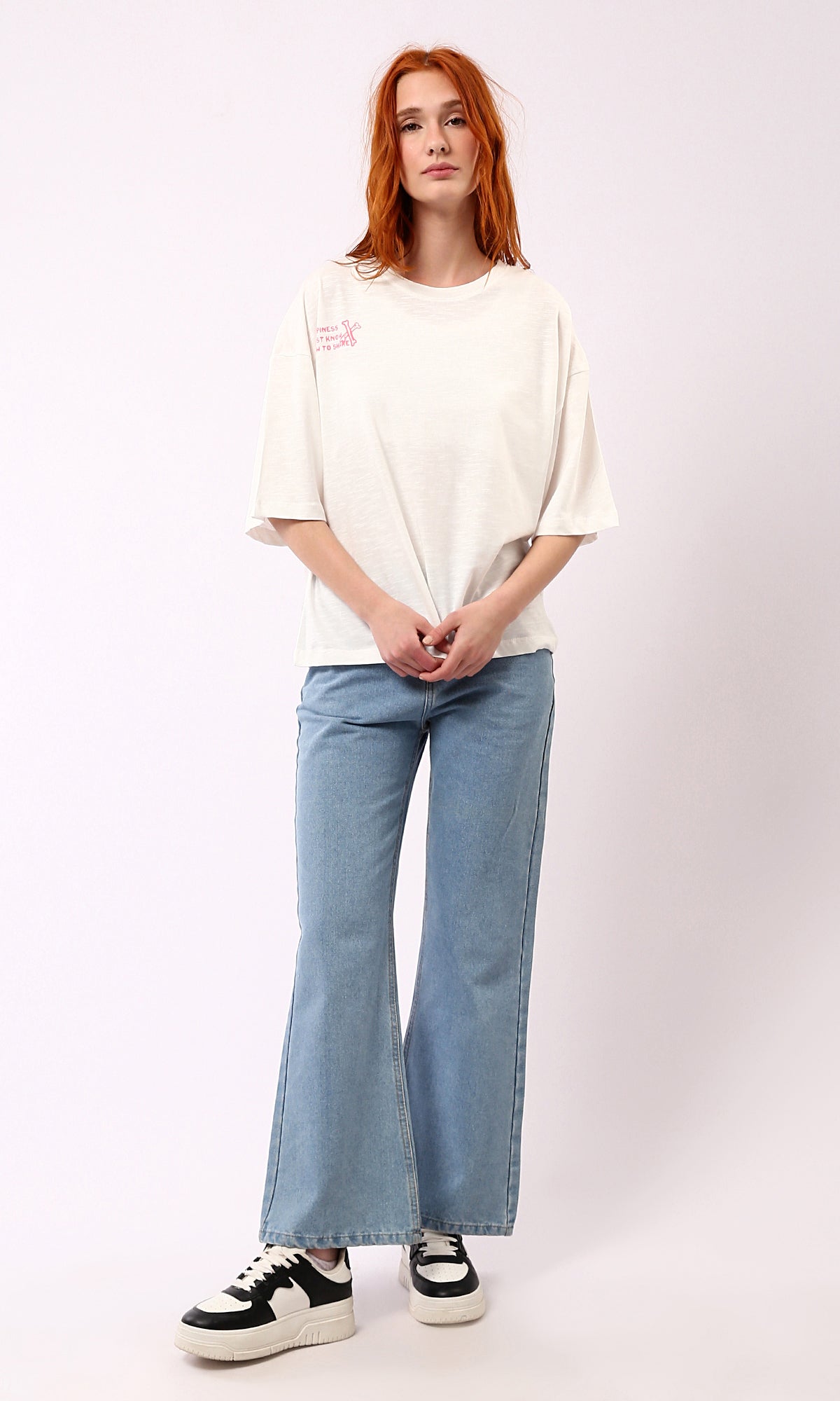 O181666 Off-White Summer T-Shirt - Relaxed Fit with Elbow Sleeves