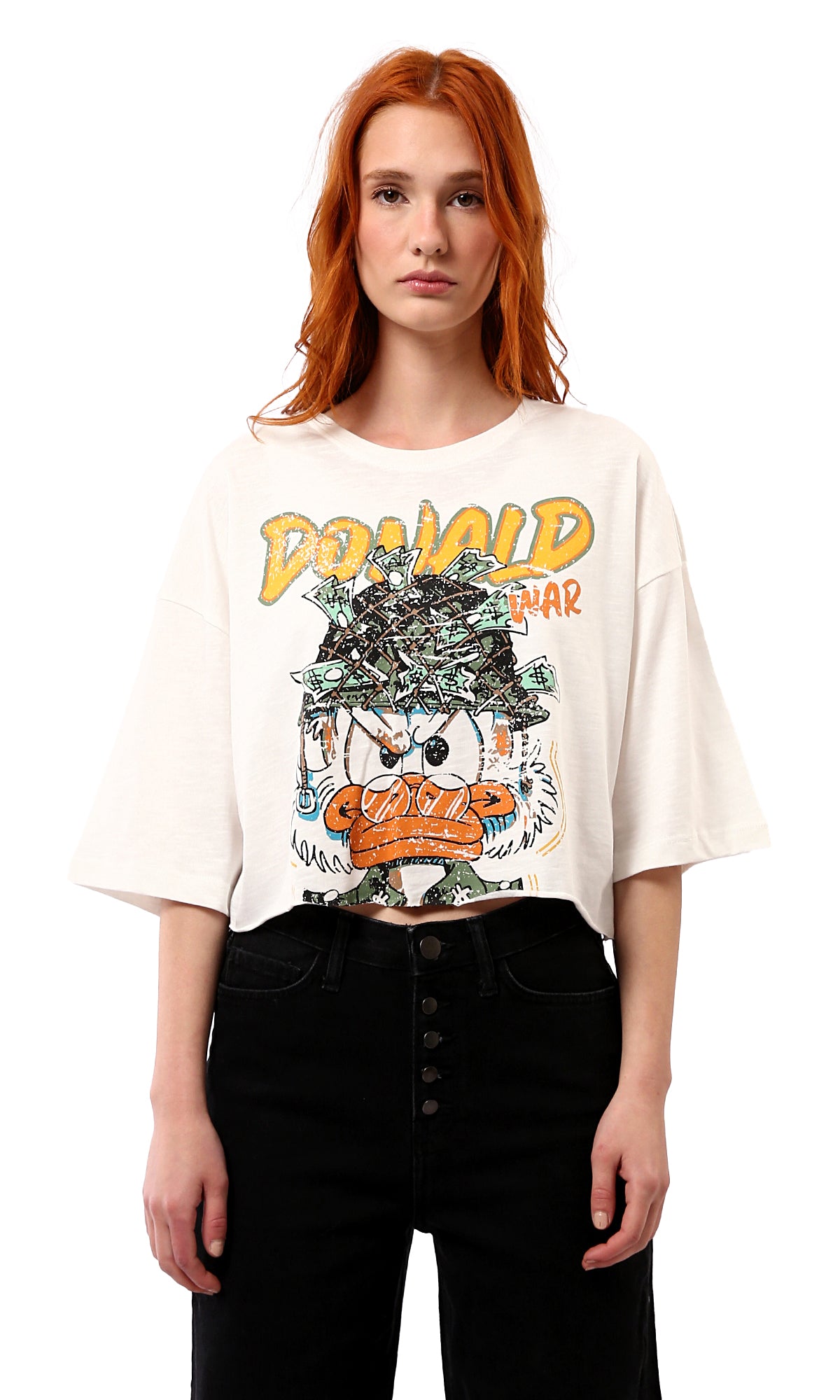 O181685 Donald Print Off-White T-Shirt, Crew Neck - Shop Now!