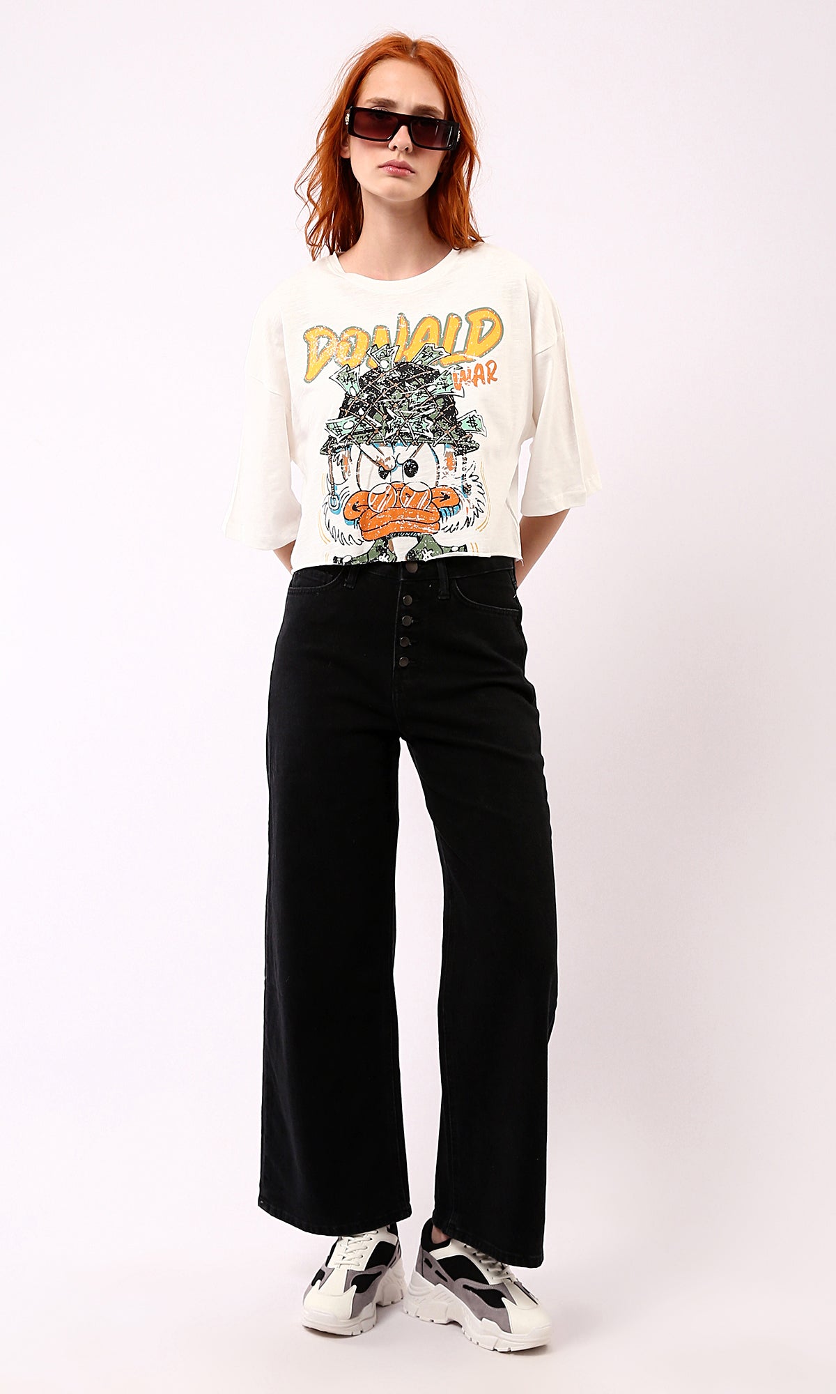 O181685 Donald Print Off-White T-Shirt, Crew Neck - Shop Now!